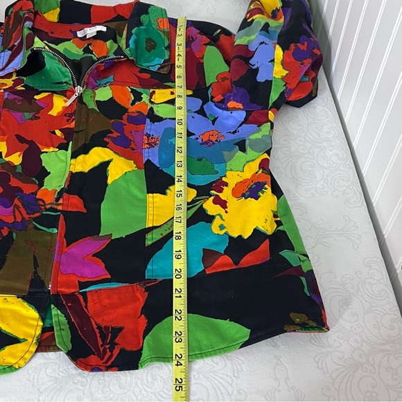 Erin Neon Multicolor Floral Print Spring Easter Full Zip Blazer Jacket Size XL - Picture 10 of 12